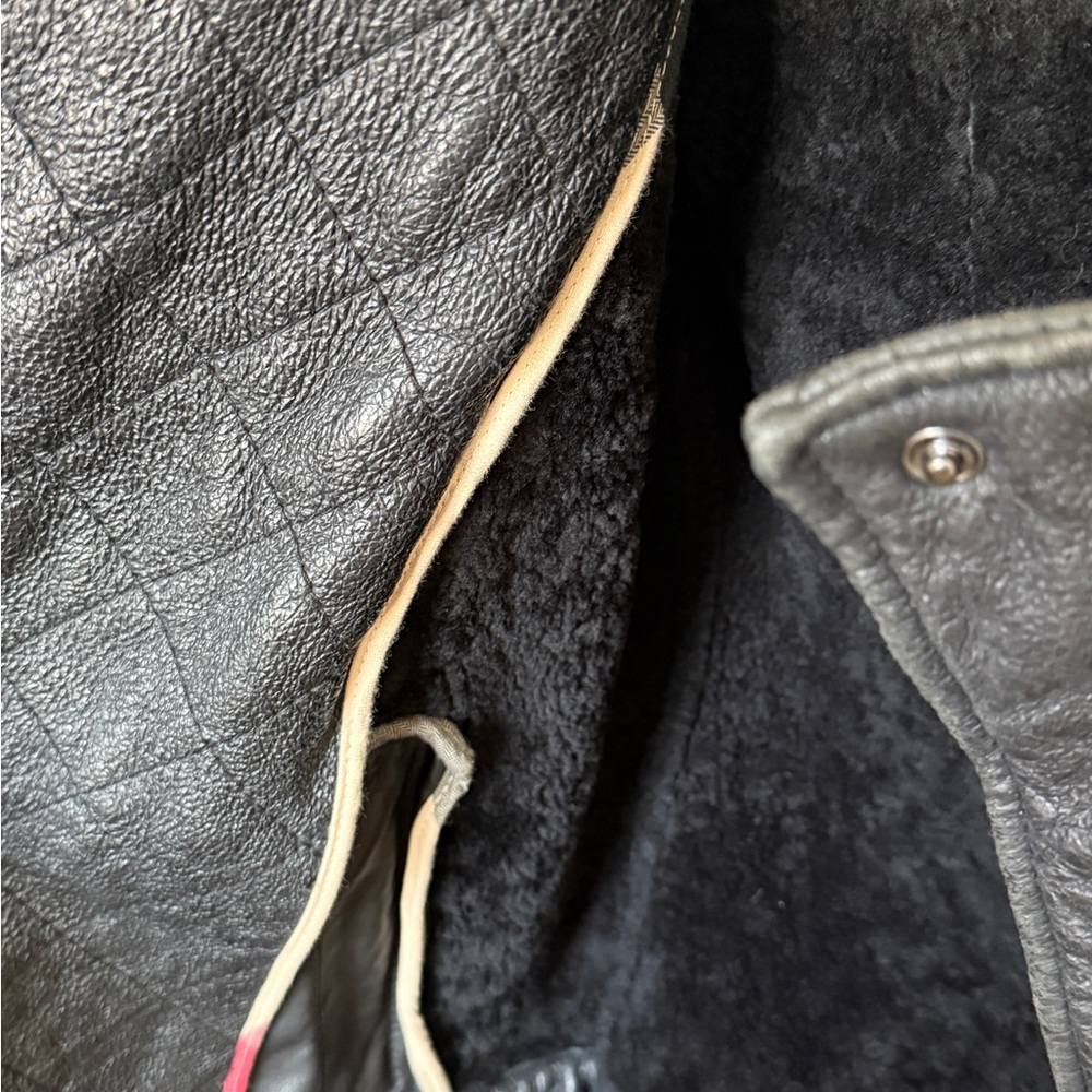Burberry Brit Leather Shearling Aviator Jacket WOMENS – Black – Size US 14 - Picture 12 of 13
